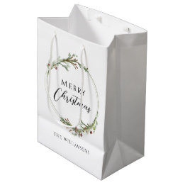 Sac Cadeau Moyen Couronne minimaliste Joyeux Noël