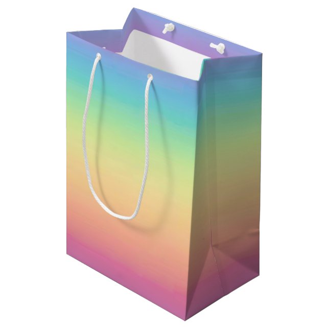 Sac Cadeau Moyen Coutume en pastel d'Ombre d'arc-en-ciel (Devant Angle)