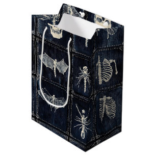 Sac Cadeau Moyen Couvre-lit en denim avec crânes et insectes