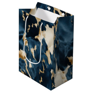 Sac Cadeau Moyen Cowboy Cowgirl Western Blue Cream Gold Cowboy