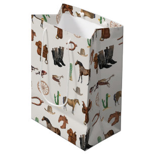 Sac Cadeau Moyen Cowboy Cowgirl Western Rodeo Pays Motif