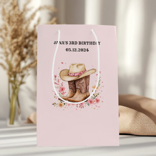 Sac Cadeau Moyen Cowgirl Fleur sauvage Bash Anniversaire rose   Wes