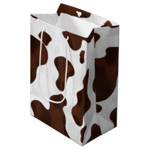 Sac Cadeau Moyen Cowhide Faux Hair Western Leather Spotted