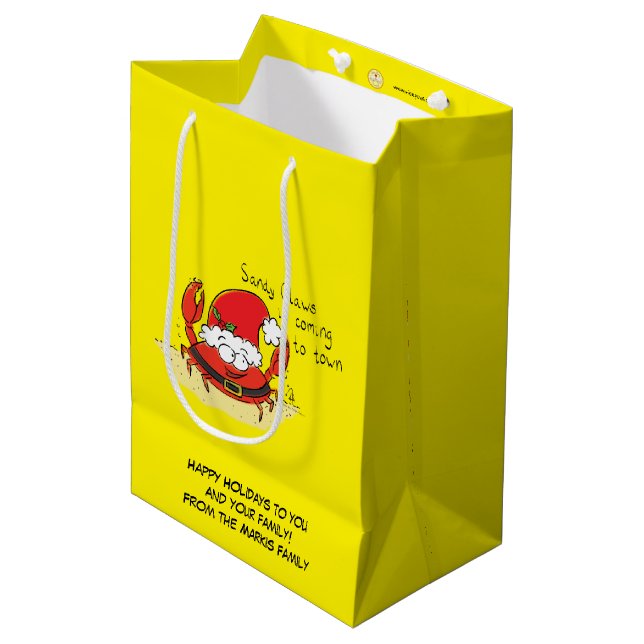 Sac Cadeau Moyen Crabe Christmas Beach Tropical Funny (Devant Angle)