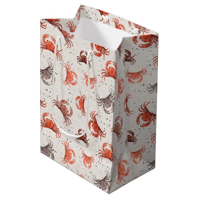 Sac Cadeau Moyen Crabes - Motif aquarelle (Devant Angle)