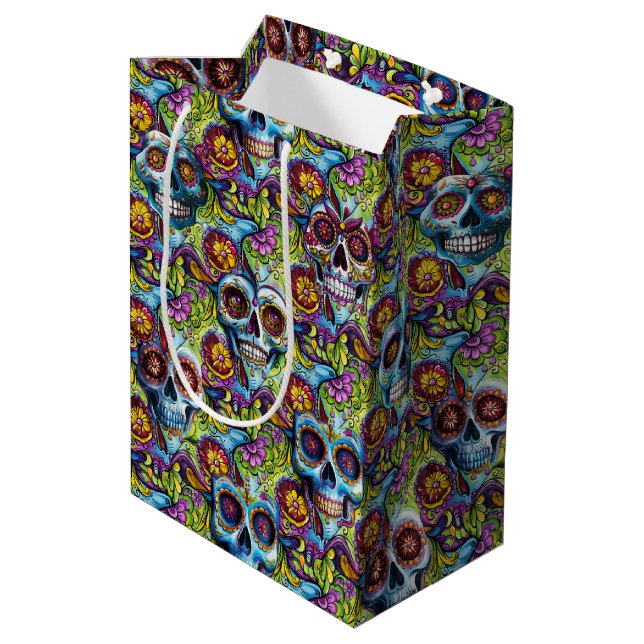 Sac Cadeau Moyen Crâne à sucre (Dos Angle)
