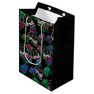 Sac Cadeau Moyen Crânes et Roses sombres   Funky Glam Ombre Grunge