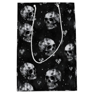 Sac Cadeau Moyen Crânes occultes gothiques avec Coeurs