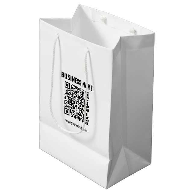 Sac Cadeau Moyen Créez votre propre code QR | Transparent (Devant Angle)