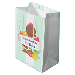 Sac Cadeau Moyen Crème glacée Scoops avec arroses Anniversaire