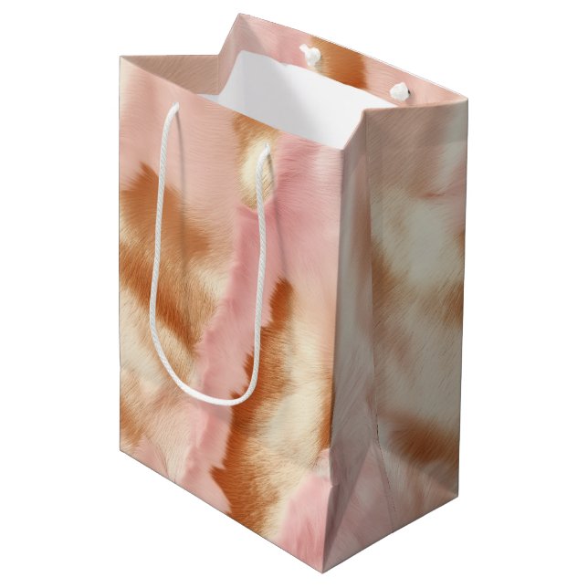 Sac Cadeau Moyen Crème rose Tan Southwest Cowgirl Cowhide (Devant Angle)