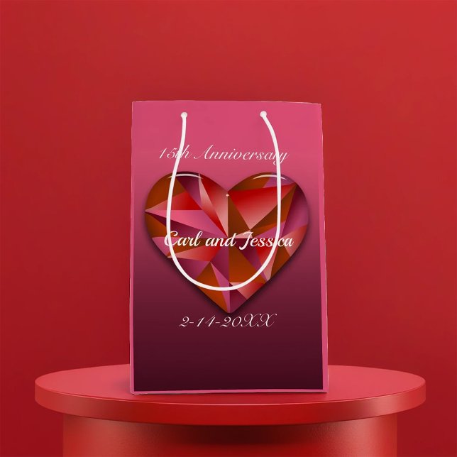 Sac Cadeau Moyen Cristal Coeur Pour 15ème Anniversaire (Créateur téléchargé)