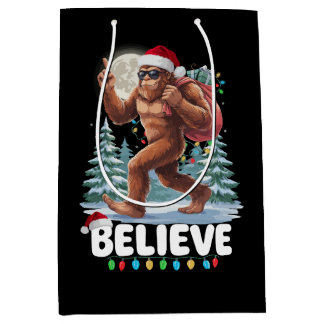 Sac Cadeau Moyen Croire Bigfoot Sasquatch Noël Chapeau de Père Noël
