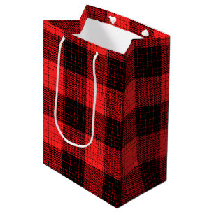 Sac Cadeau Moyen Croix à carreaux rouge et noir Buffalo Check