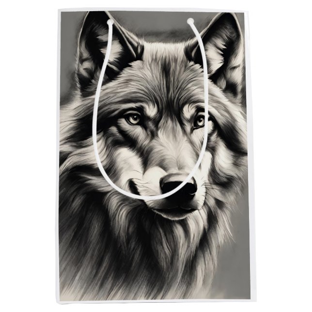 Sac Cadeau Moyen Croquis Wolf (Devant)