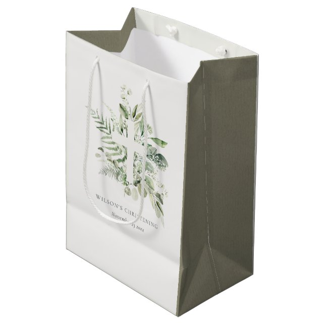 Sac Cadeau Moyen Croyant Rustique Eucalyptus Fern Folid (Devant Angle)