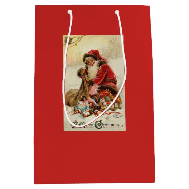 Sac Cadeau Moyen Cru Père Noël de Joyeux Noël (Devant)