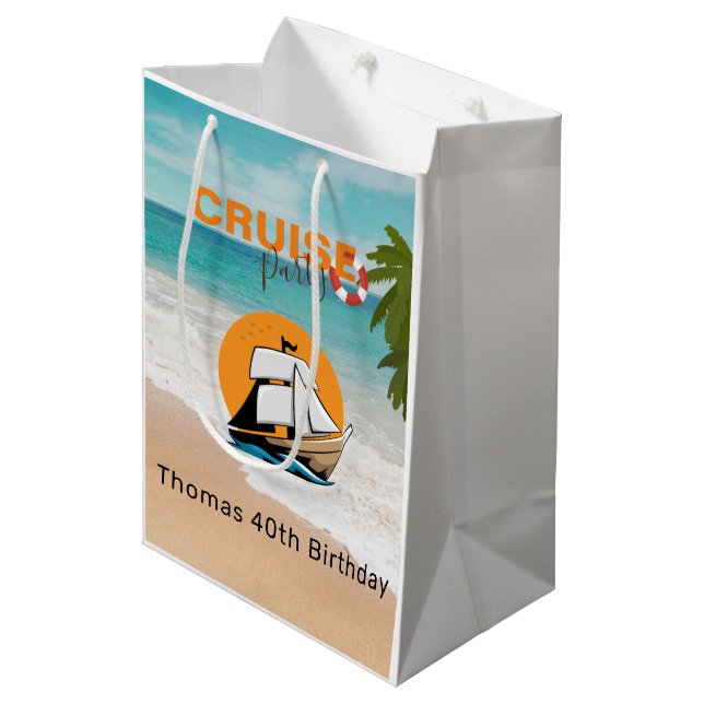 Sac Cadeau Moyen Cruise Party 40 Birthday Party (Devant Angle)