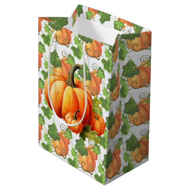 Sac Cadeau Moyen Cueillette de citrouilles d'automne (Dos Angle)