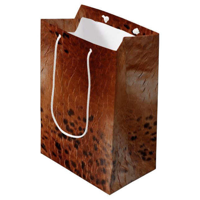 Sac Cadeau Moyen Cuir Brown Faux (Devant Angle)