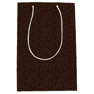 Sac Cadeau Moyen Cuir travaillé Western Luxe Brun fonc&eacut