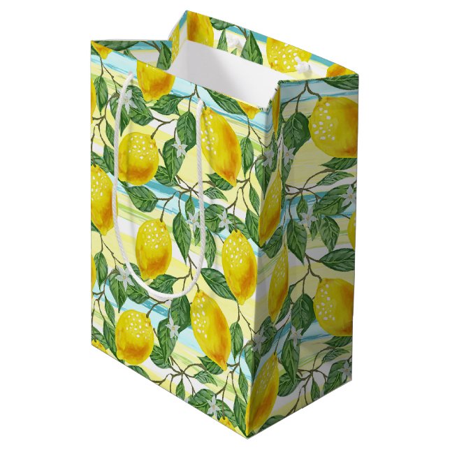 Sac Cadeau Moyen Cuisine méditerranéenne Motif d'art du citron d'ét (Dos Angle)