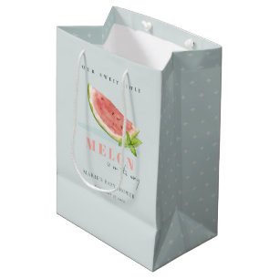 Sac Cadeau Moyen Cuisine Notre Petit Melon Baby shower Aquarelle Bl