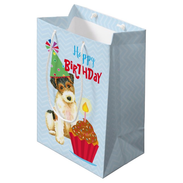 Sac Cadeau Moyen Cupcake Wire Fox Terrier (Devant Angle)