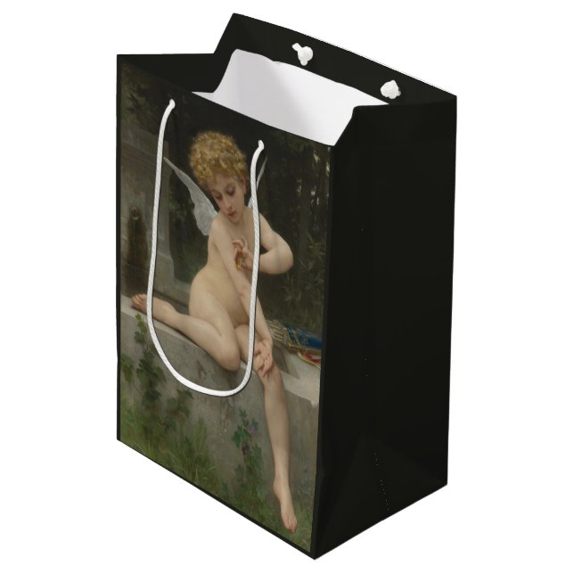 Sac Cadeau Moyen Cupidé avec papillon (par Bouguereau) (Devant Angle)