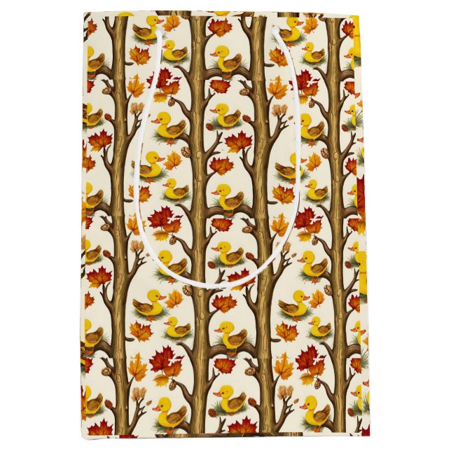 Sac Cadeau Moyen Curieux colliers et feuilles d'automne Design Moti (Devant)