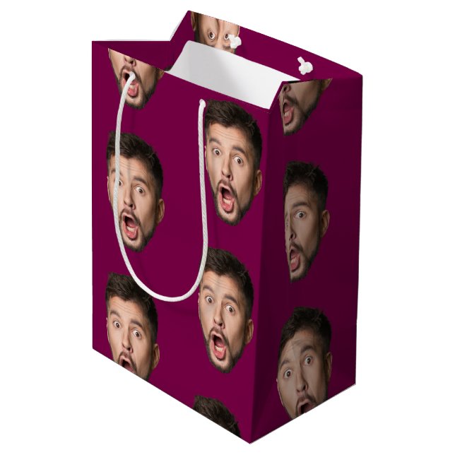 Sac Cadeau Moyen Custom Face Personalized Birthday Wedding Party (Dos Angle)