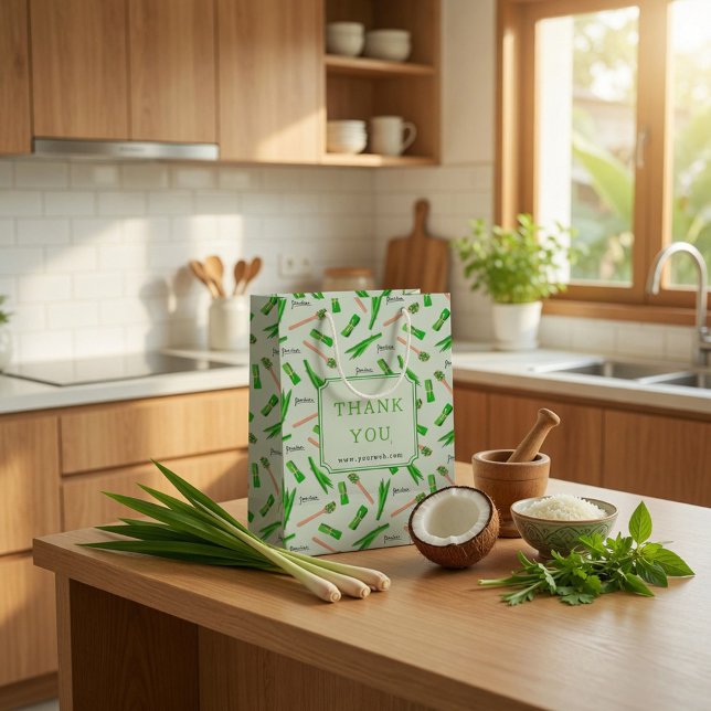 Sac Cadeau Moyen Custom Pandan Leaf Pattern Paper Bag (Créateur téléchargé)