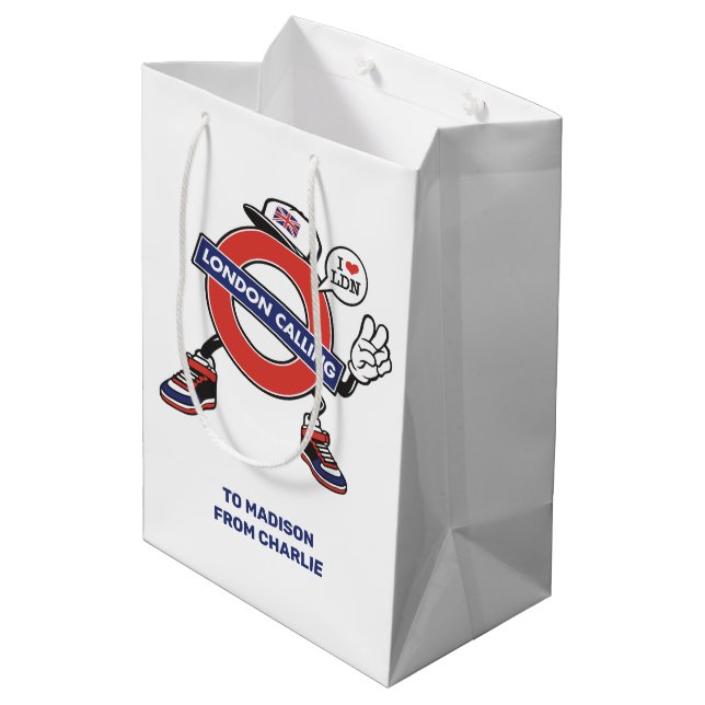 Sac Cadeau Moyen Custom Text London Calling (Dos Angle)