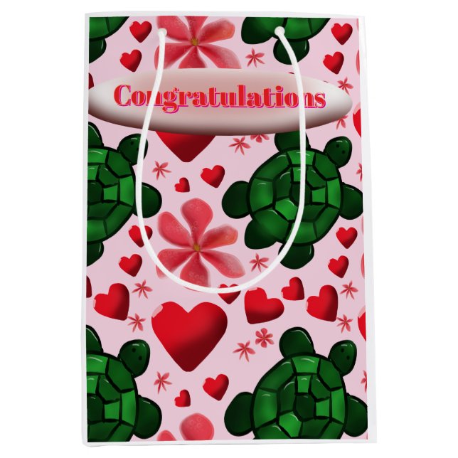 Sac Cadeau Moyen Custom turtle pattern  wrapping paper (Devant)