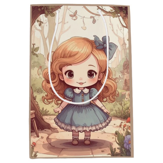 Sac Cadeau Moyen Cute Alice in Wonderland Whimsical Woodland Art (Devant)