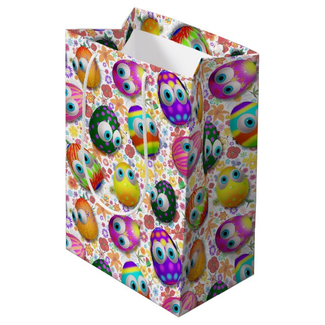 Sac Cadeau Moyen Cute and Funny Easter Eggs Cartoon (Dos Angle)
