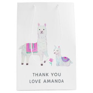 Sac Cadeau Moyen Cute Aquarelle Baby shower à thème Llama