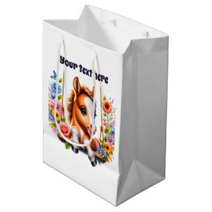 Sac Cadeau Moyen Cute bébé cheval personnalisable