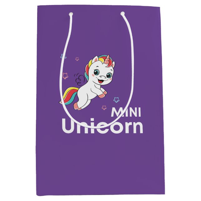 Sac Cadeau Moyen Cute bébé licorne Moderne (Devant)