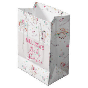 Sac Cadeau Moyen Cute Boho Unicorns Floral Balloons Baby shower