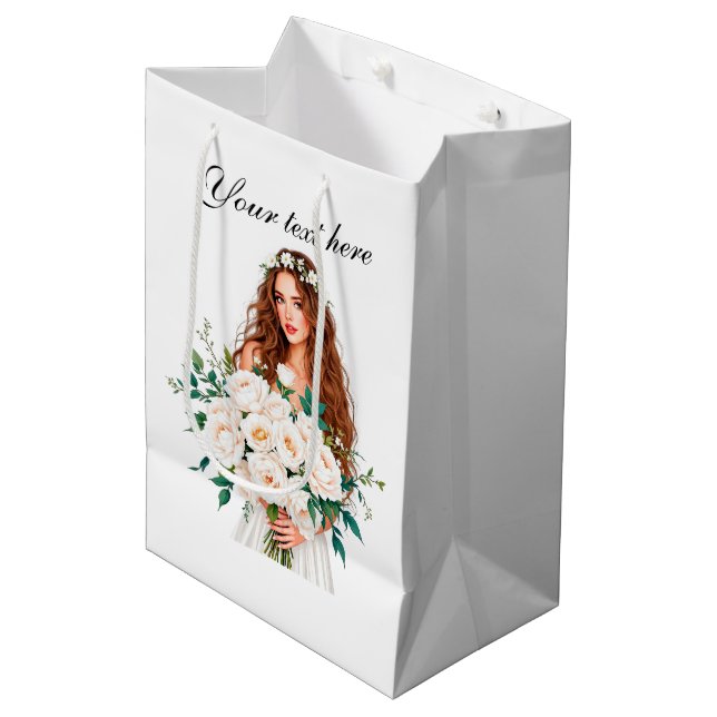 Sac Cadeau Moyen Cute Bridal Shower customizable (Devant Angle)