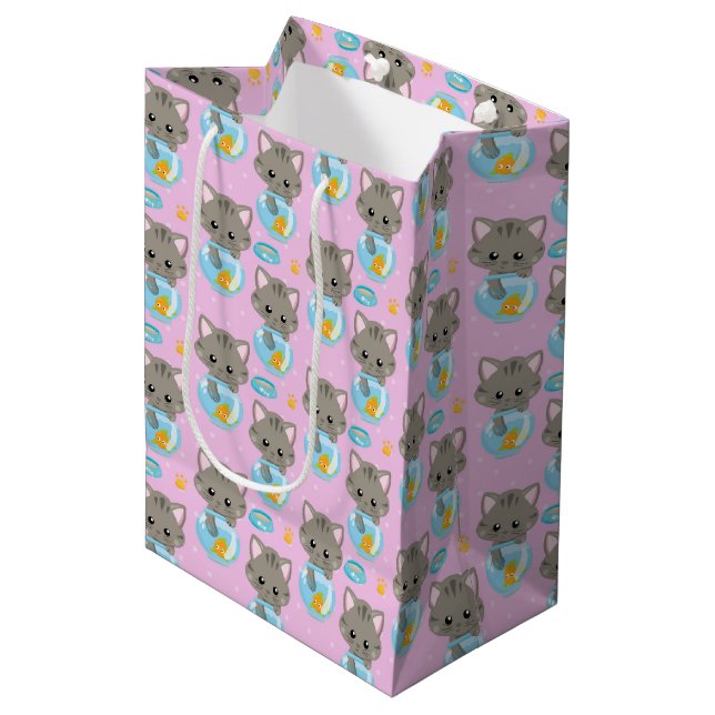 Sac Cadeau Moyen Cute chat (Devant Angle)