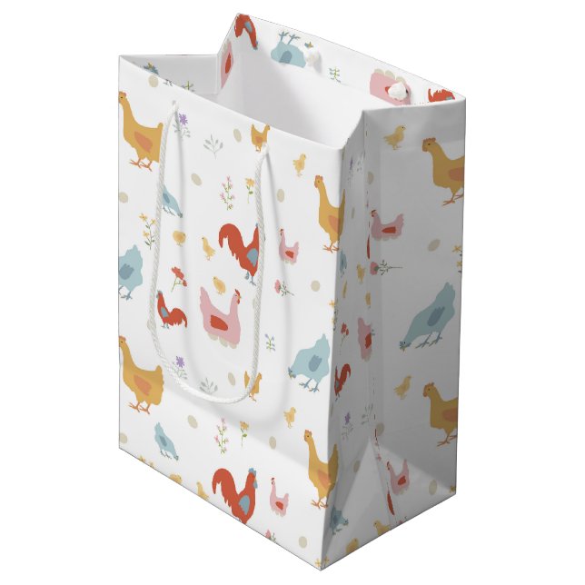 Sac Cadeau Moyen Cute Chickens Hens and Baby Chicks (Devant Angle)