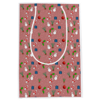 Sac Cadeau Moyen Cute Christmas Pattern Gift Bag | Snowmen