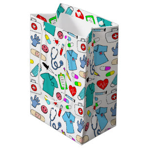 Sac Cadeau Moyen Cute Doctor Nurse Médicale Fournitures Motif