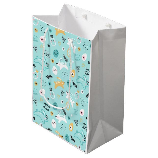 Sac Cadeau Moyen Cute Easter Bunny Pattern Kawaii Rabbits Eggs  (Devant Angle)