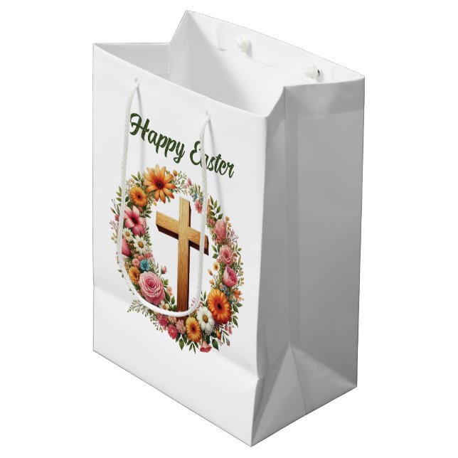 Sac Cadeau Moyen Cute Easter Cross customizable (Devant Angle)