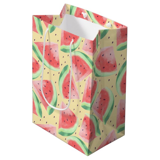Sac Cadeau Moyen Cute Eté Kawaii Aquarelle (Devant Angle)
