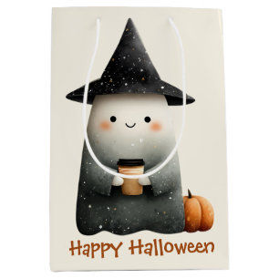 Sac Cadeau Moyen Cute fantôme avec Halloween café