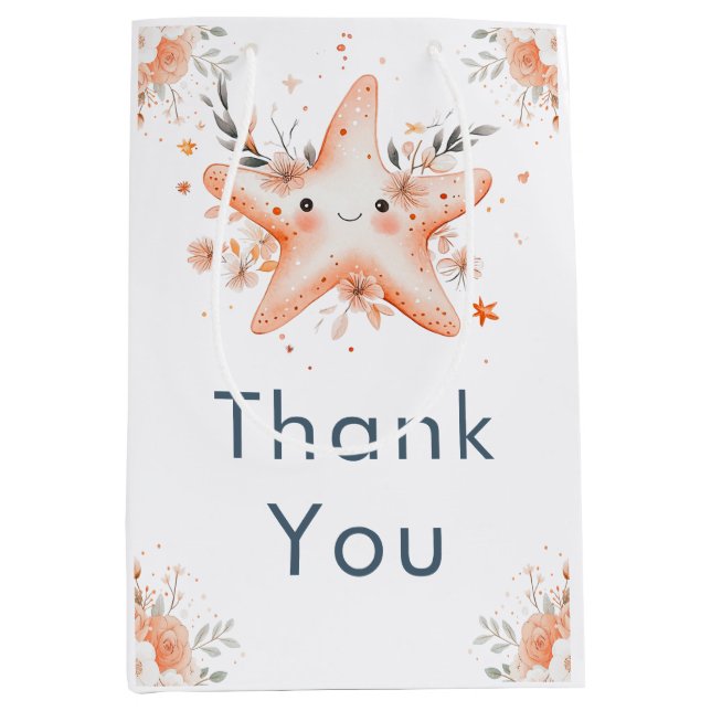 Sac Cadeau Moyen Cute Floral Starfish Baby Shower (Devant)